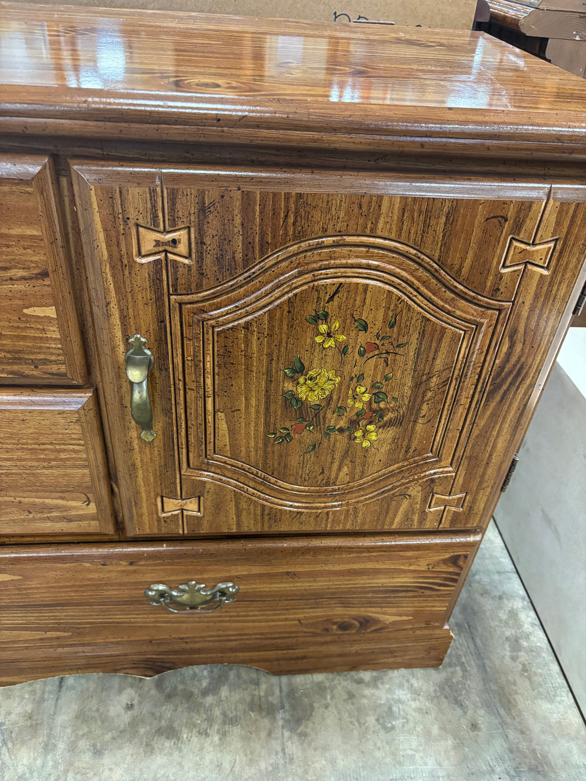 Vintage Wooden Dresser with Mirror