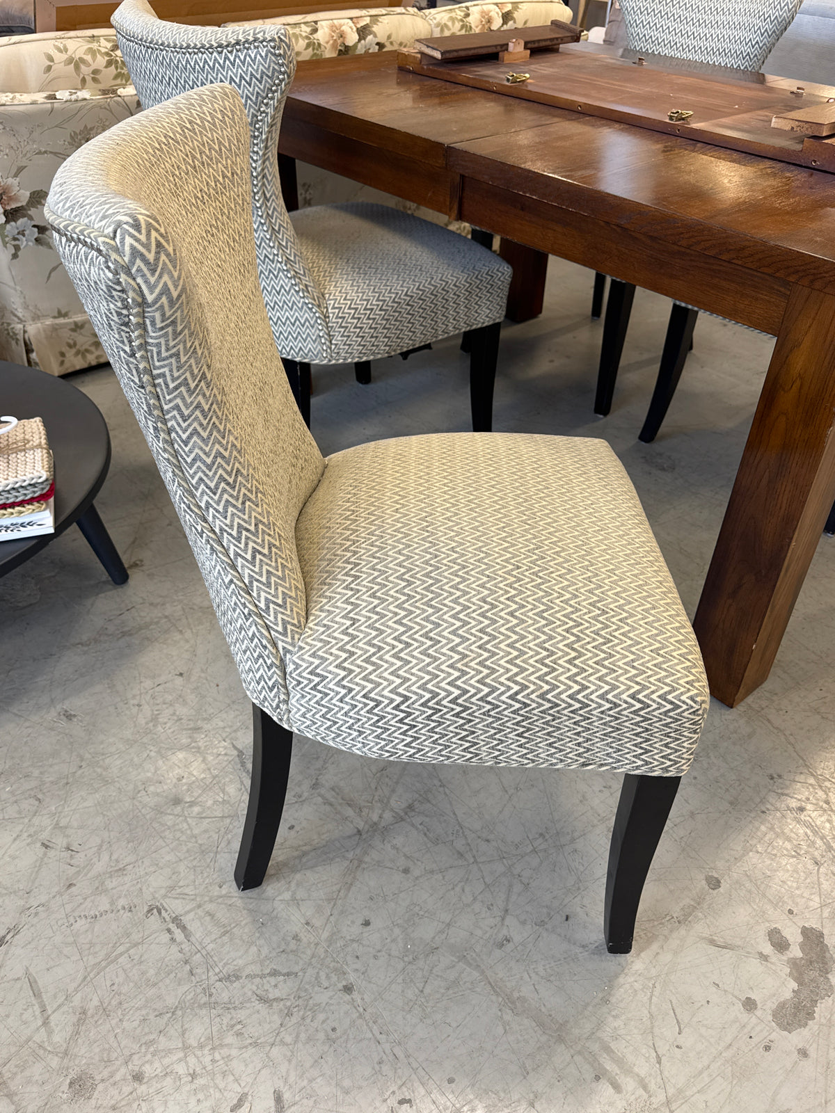 4 Chevron Upholstery Wingback Dining Chair's