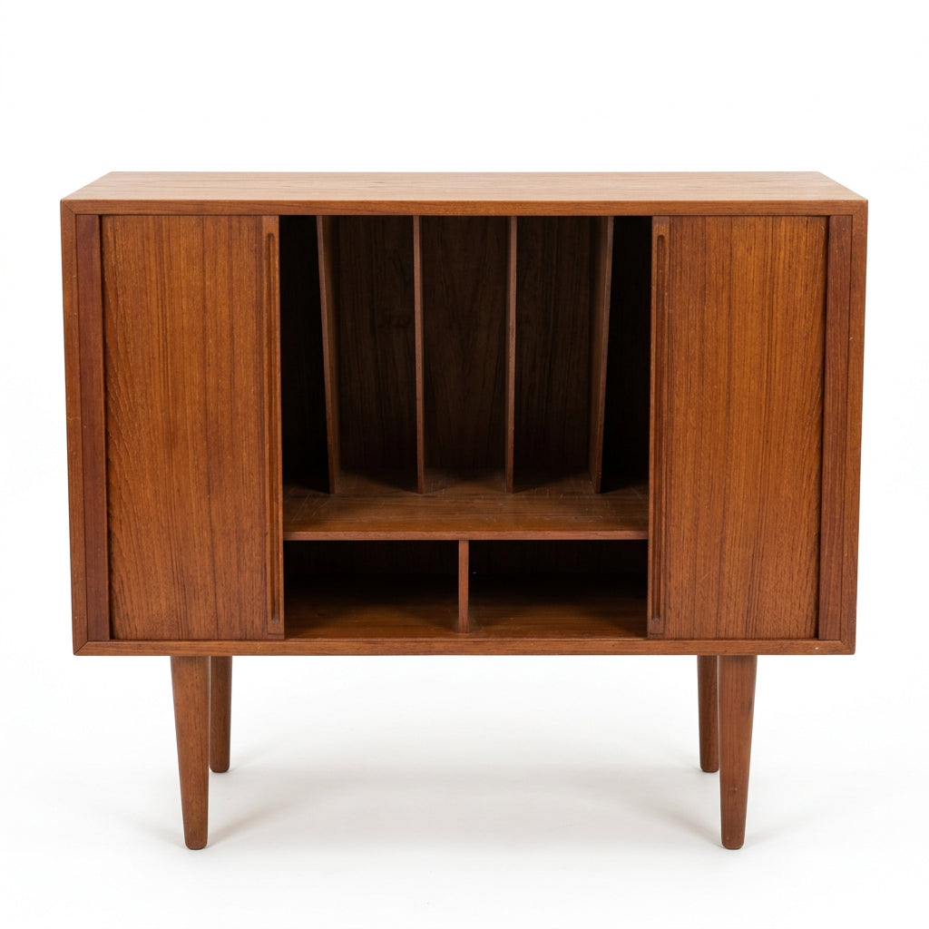Teak Vinyl Record Cabinet