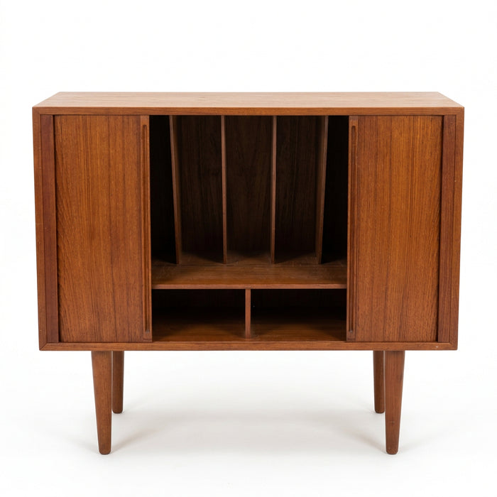 Teak Vinyl Record Cabinet