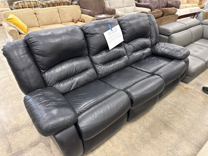 Black 3-Seater Leather Sofa