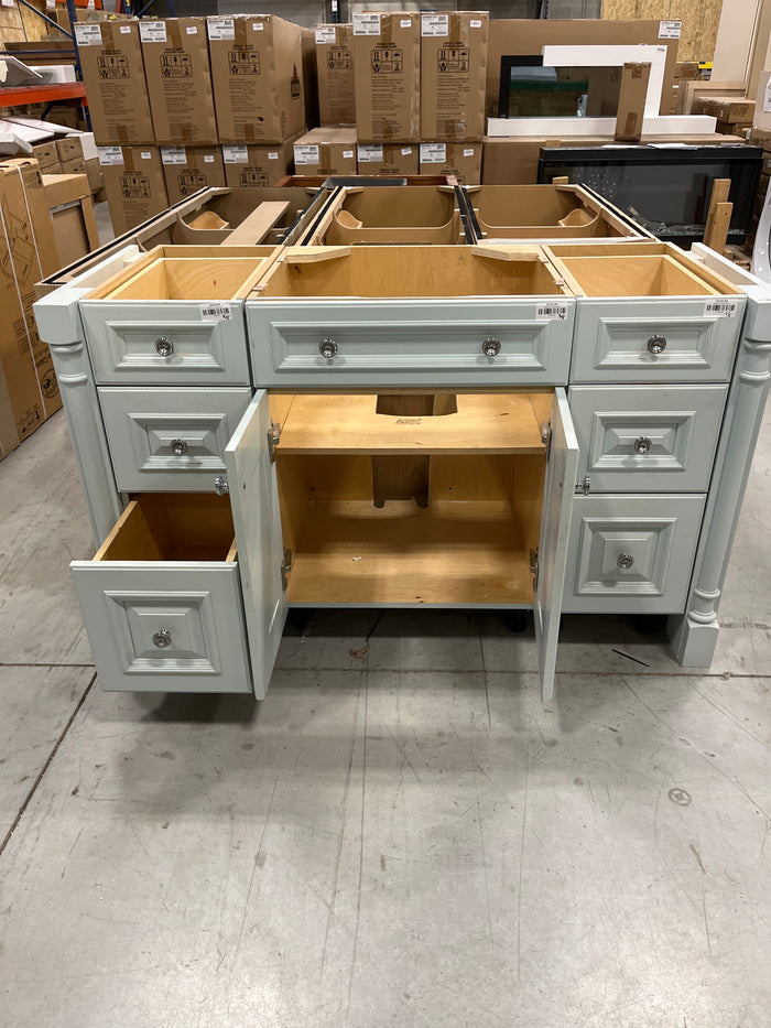 53.5"W 3 Pc Vanity Base in Aqua with side panels