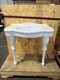 Victorian Style White Porcelain Pedestal Sink w Two Legs