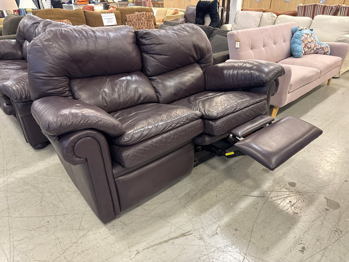 2 Seater Brown Leather Recliner
