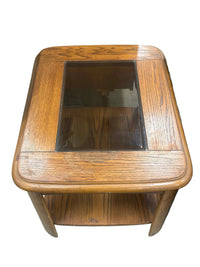 Vintage 1980s End Table with Glass Insert