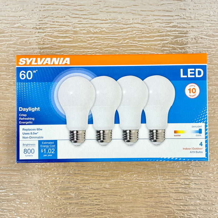 4-Pack Sylvania LED A19 Plastic Bulb, E26 Medium, 8.5W, 120V, 5000K, 79284-B