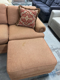 114" W Orange Woven Sectional Sofa