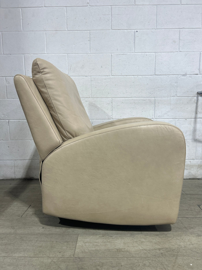 Swirled Beige Leather Sofa