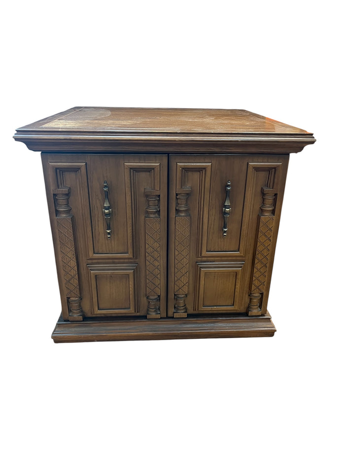 Engraved Solid Wood End Table