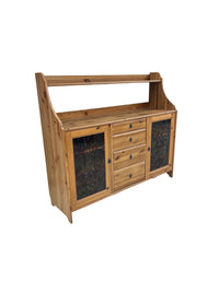 Solid Pine Sideboard with Faux Stained Glass Panel Doors