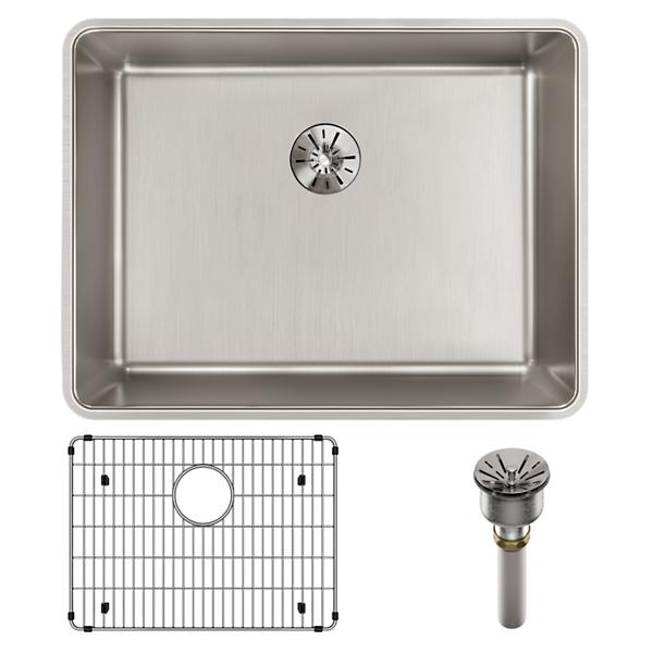 Elkay Lustertone Iconix® 16 Gauge Stainless Steel 23-1/2" x 18-1/4" x 9" Single Bowl Undermount Sink Kit with Perfect Drain