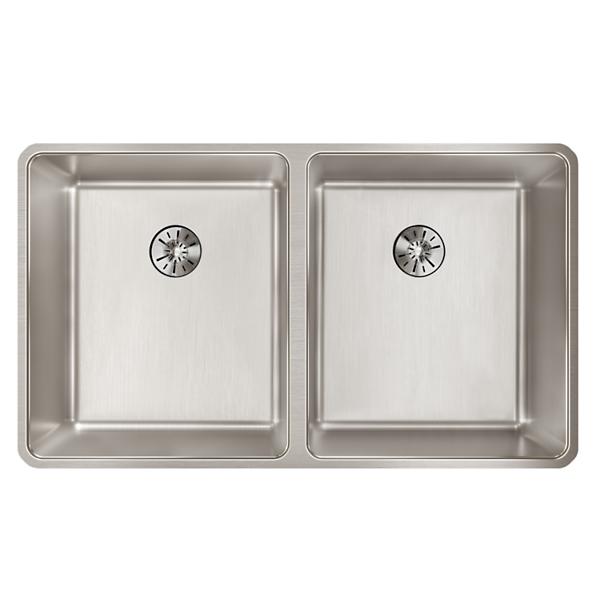 Elkay Lustertone Iconix 16 Gauge Stainless Steel, 32-3/4" x 19-1/2" x 9" Double Bowl Undermount Sink with Perfect Drain