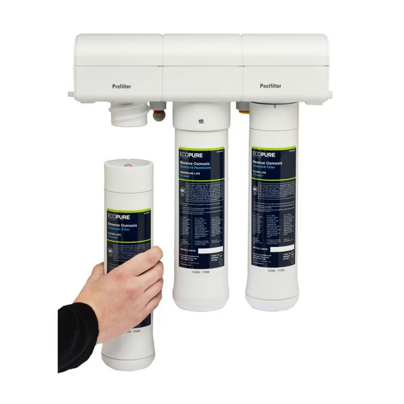 EcoPure Reverse Osmosis Undersink Chlorine, Lead, and Microbe Water Filtration System