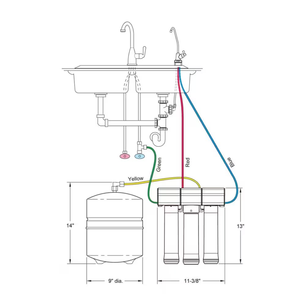 EcoPure Reverse Osmosis Undersink Chlorine, Lead, and Microbe Water Filtration System