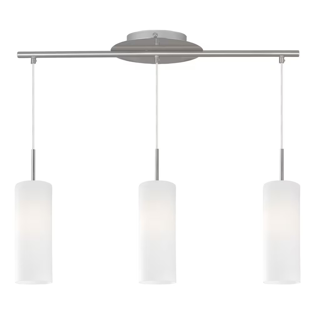 Eglo Cameron 3-Light Matte Nickel Finish Pendant Light with White Glass