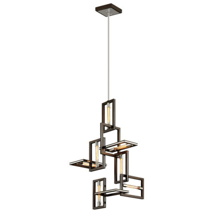 Enigma 7 Light Bronze With Polished Stainless Chandelier Ceiling Light - 25 inch