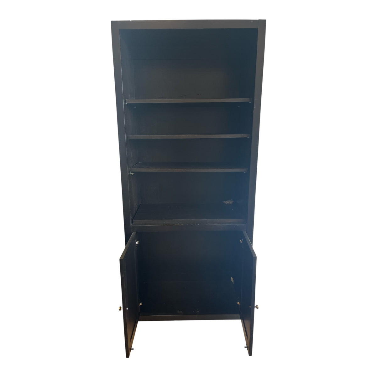 Tall Black Bookshelf With Cabinet Storage