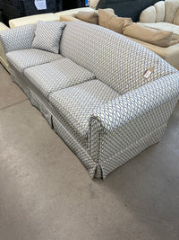 82"W White and Blue Sofa