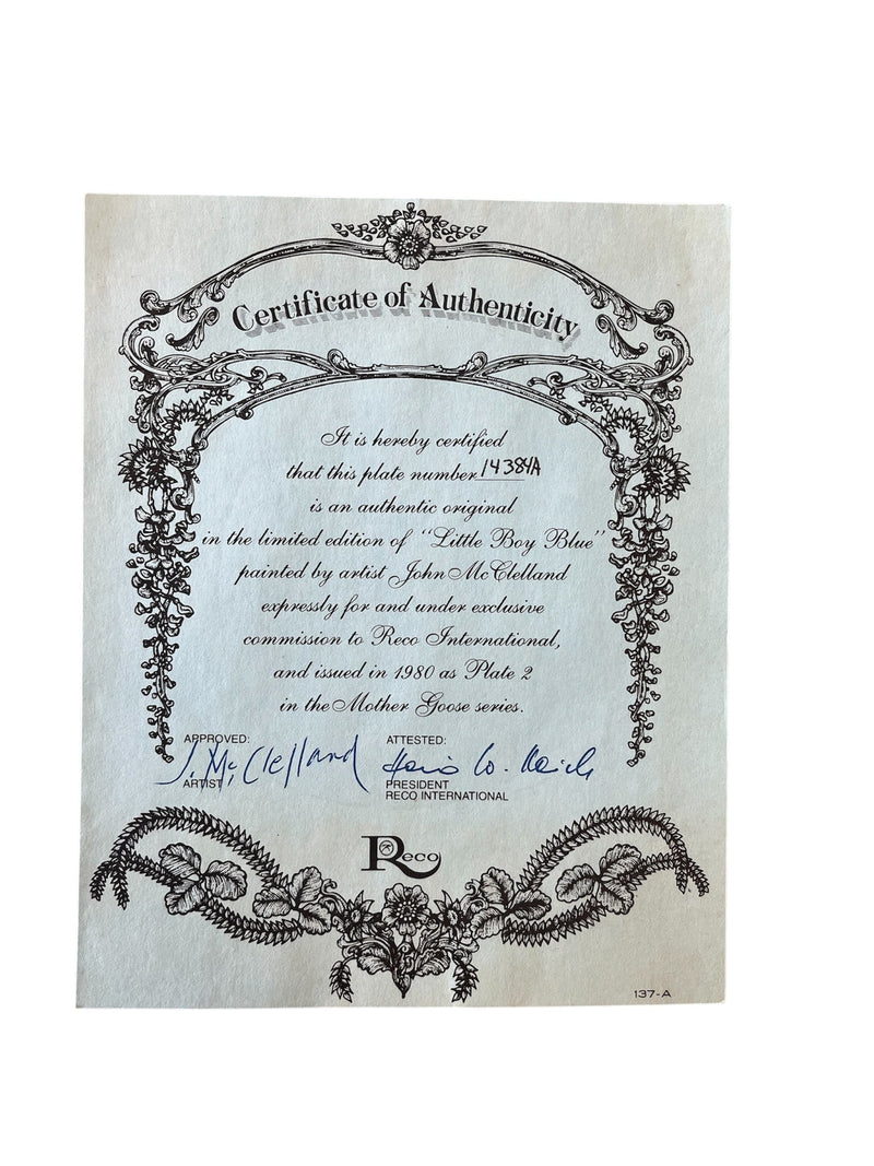 "Little Blue Boy" - Reco International 1980s Limited Edition Collectors Plate