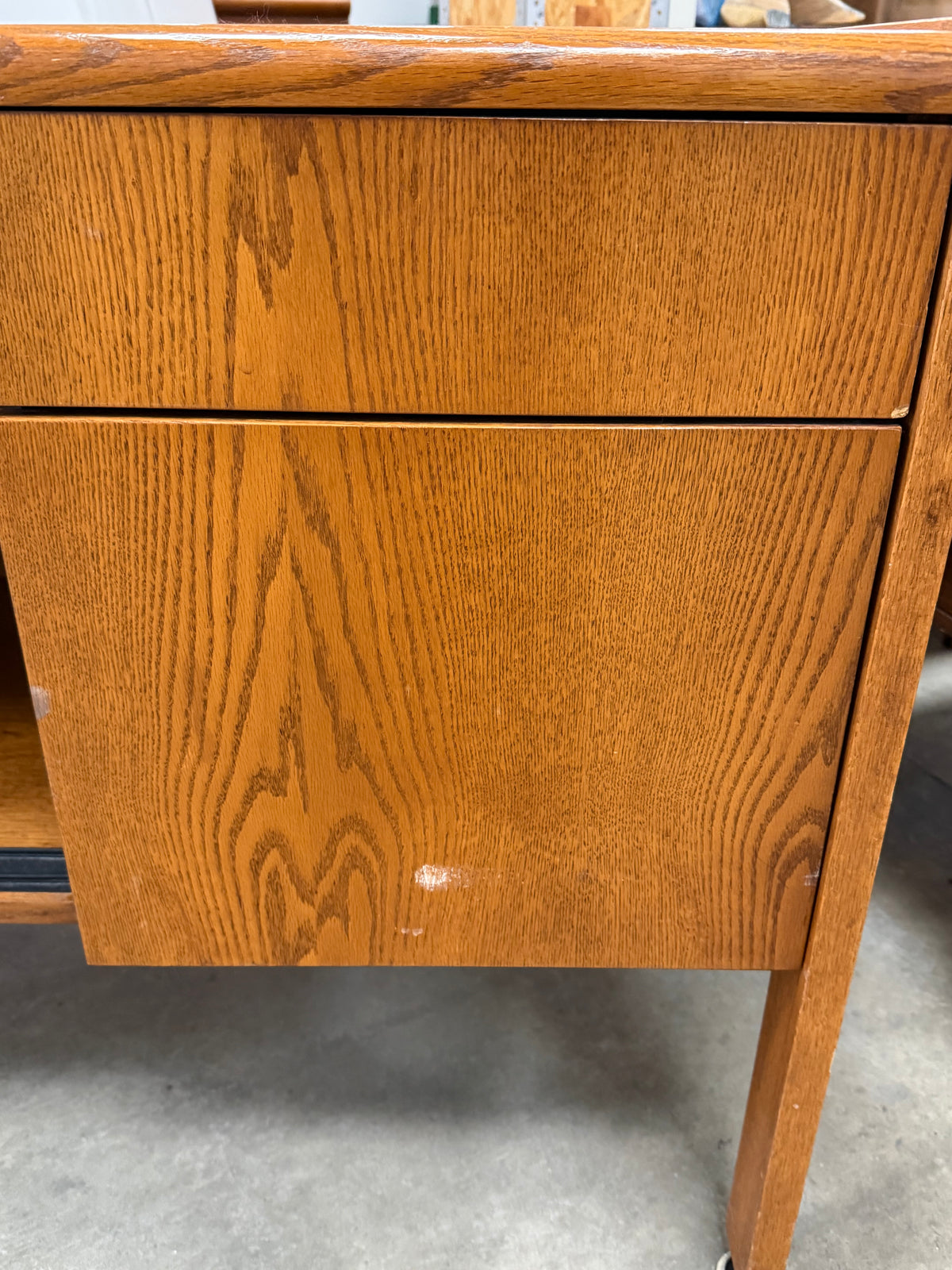 Long Vintage Oak Desk