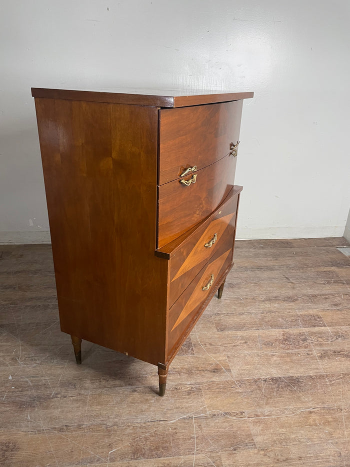 Mid-Century 4 Drawer Tallboy Dresser
