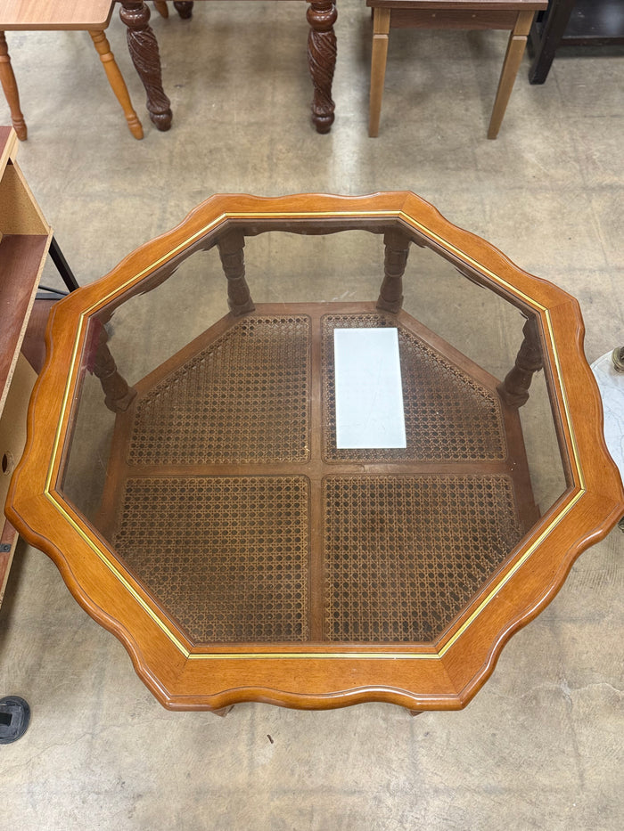 Hexagon Shaped Glass Top Coffee Table