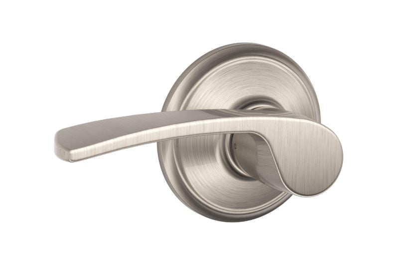 Schlage F10 MER 619 Passage Lever – Merano Style, Satin Nickel