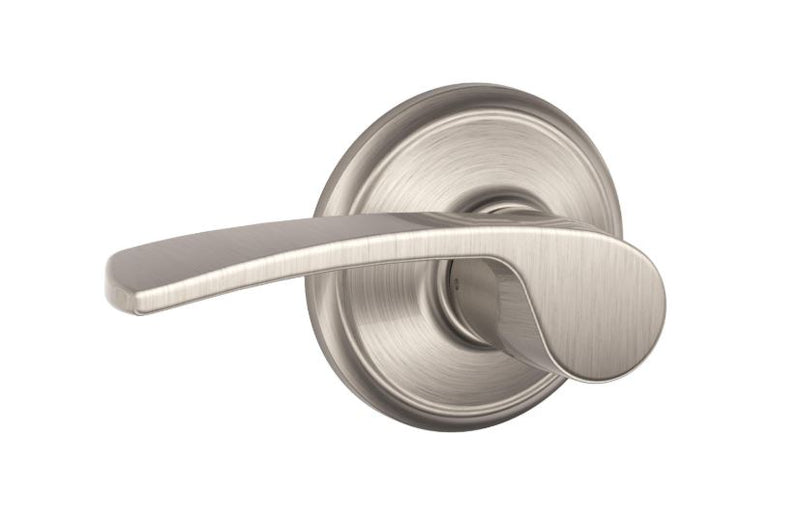 Schlage F10 MER 619 Passage Lever – Merano Style, Satin Nickel