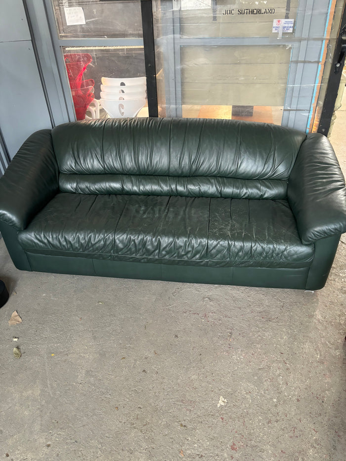 Forest Green Genuine Leather Sofa