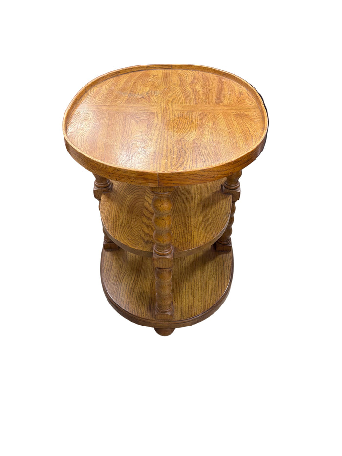 Three-Tiered Light Wood Side Table