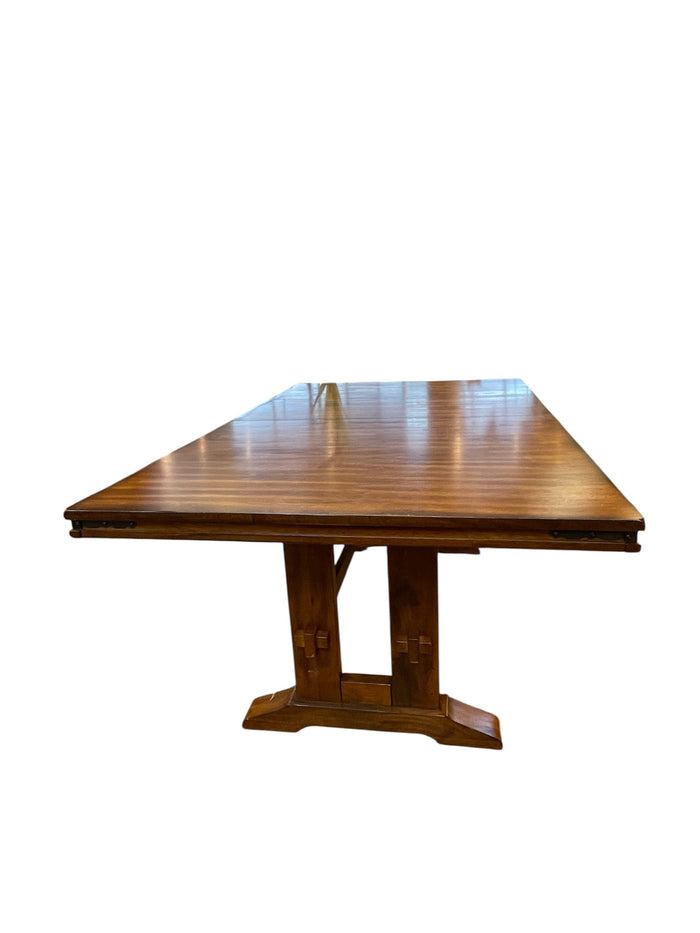Solid Wood Rectangular Dining Table with 2 Leaflets