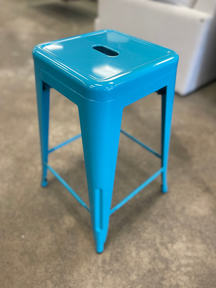Turquoise Metal Bar Stool