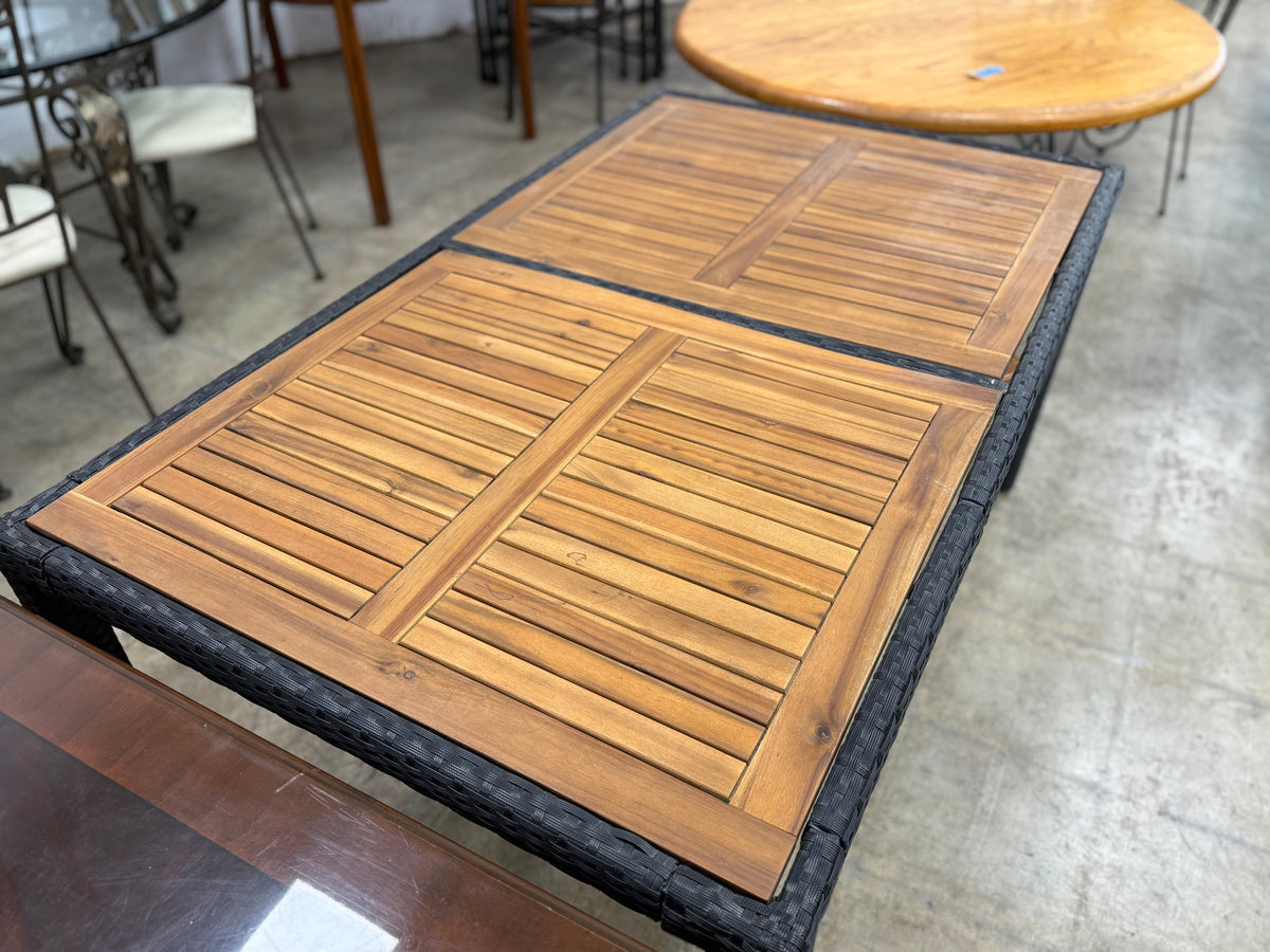 Black and Honey Brown Wicker Patio Table