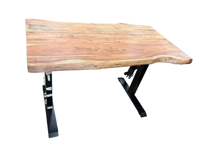 Solid Wood Top Sit-Stand Desk with Motorized Frame