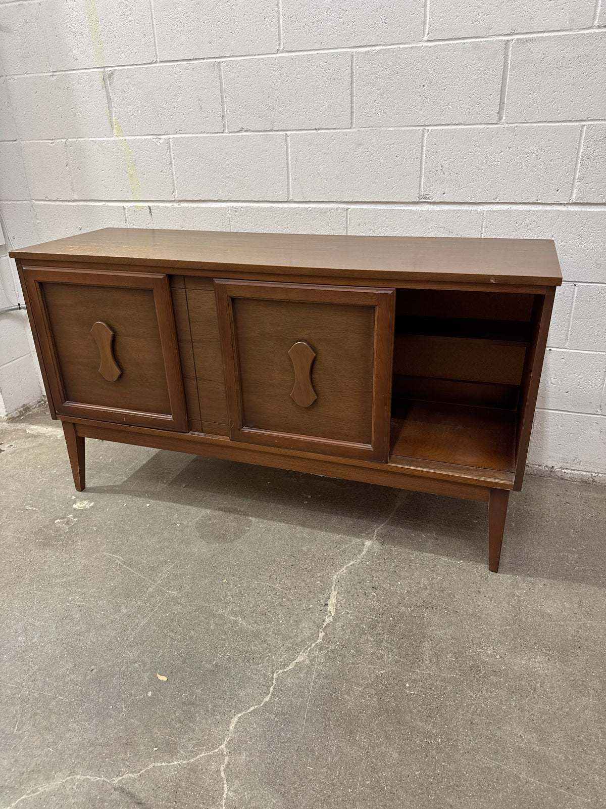 54 In. Wide Vintage Mid-Century Modern Style Wooden Cabinet
