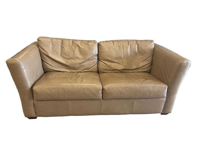 Tan Leather Loveseat Sofa