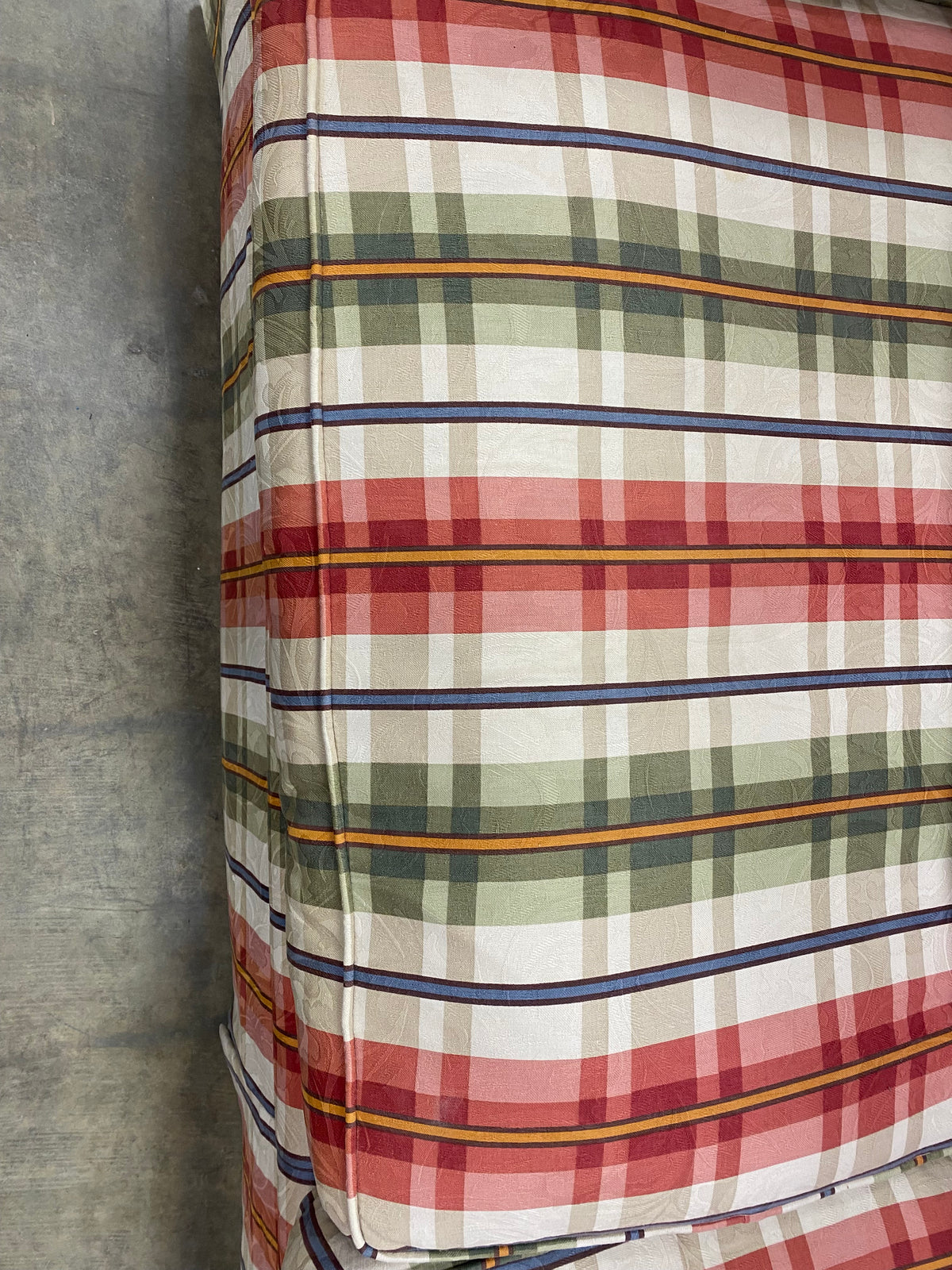 Tartan Plaid Sofa - Crimson Red, Olive Green, Gold and Cream