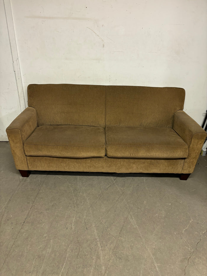 79”W Brown Velvet Sofa