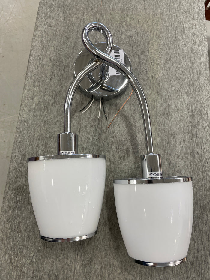 Curvy Sconce with 2 White Glass Shades