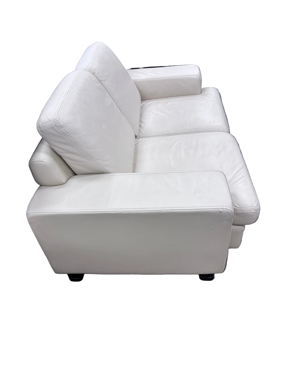 Off White Leather Loveseat