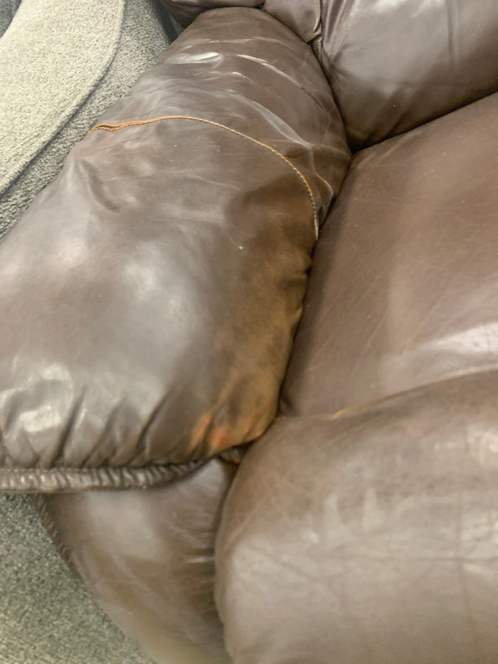 Brown Leather Reclining Sofa