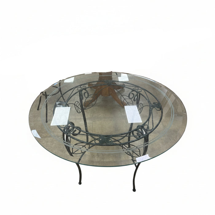 Round Glass-Top Dining Table
