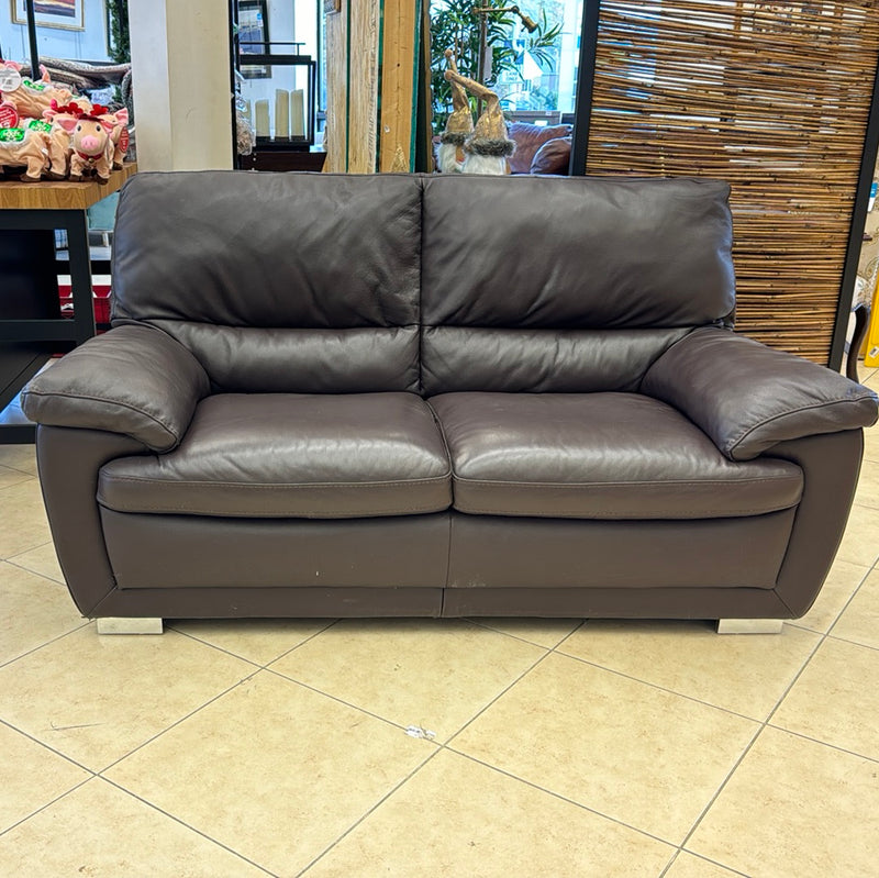 Brown Leather Loveseat