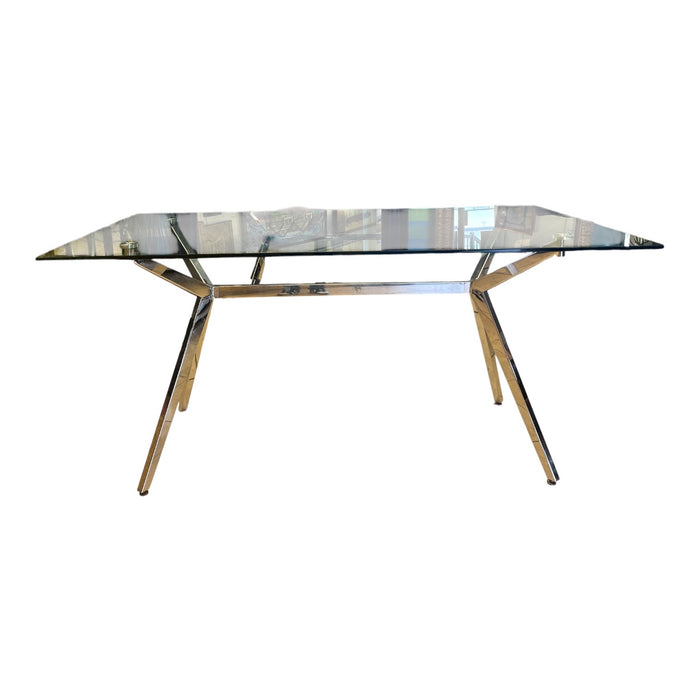 Glass and Polished Chrome Dining Table