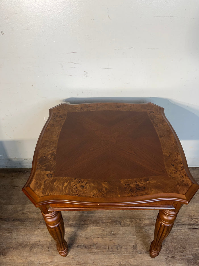 Carved Wood End Table WIth Sculpted Legs