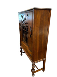 Mahogany China Display Cabinet with Glass Door & Carved Legs