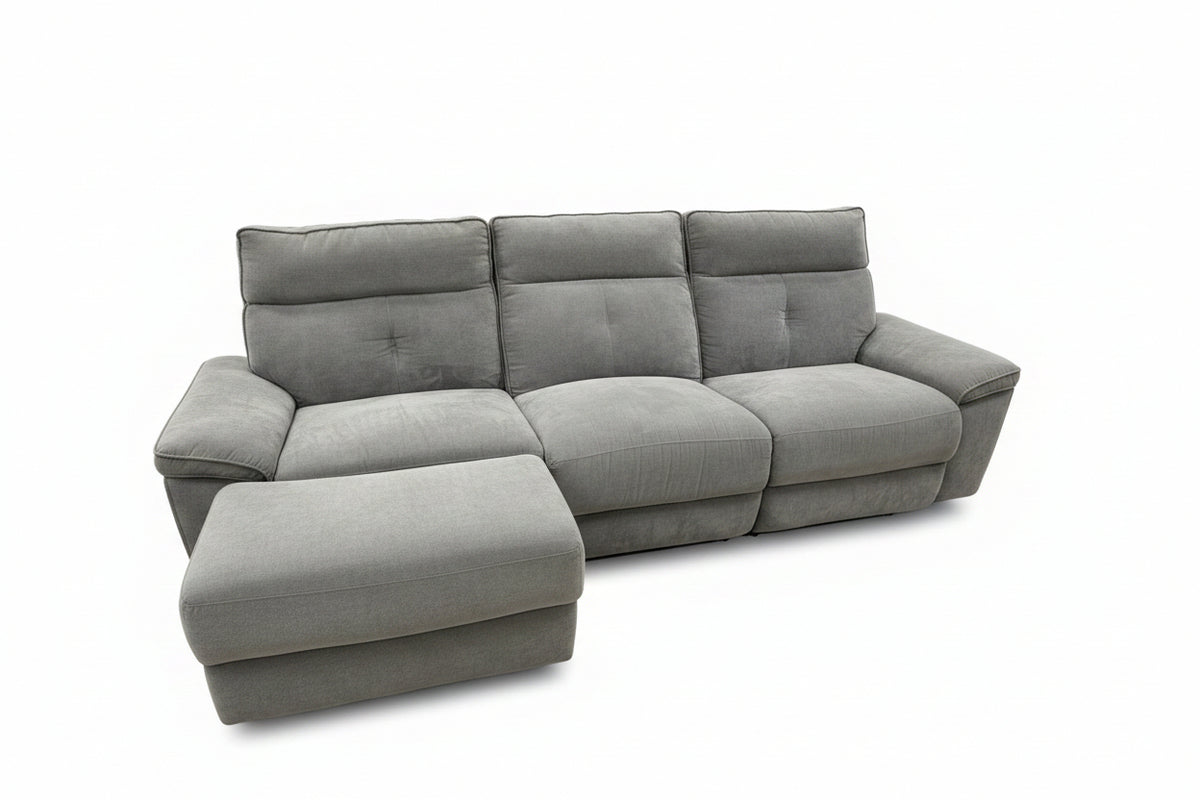 Light Grey 3-Seater Sectional Sofa + Ottoman