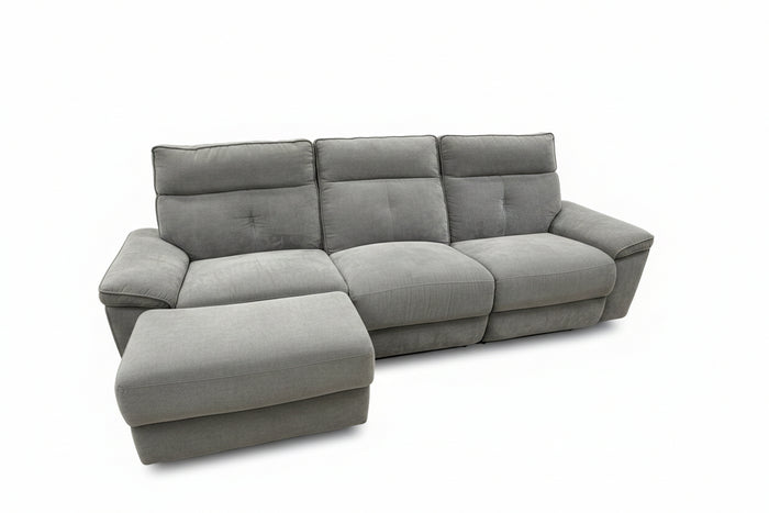 Light Grey 3-Seater Sectional Sofa + Ottoman
