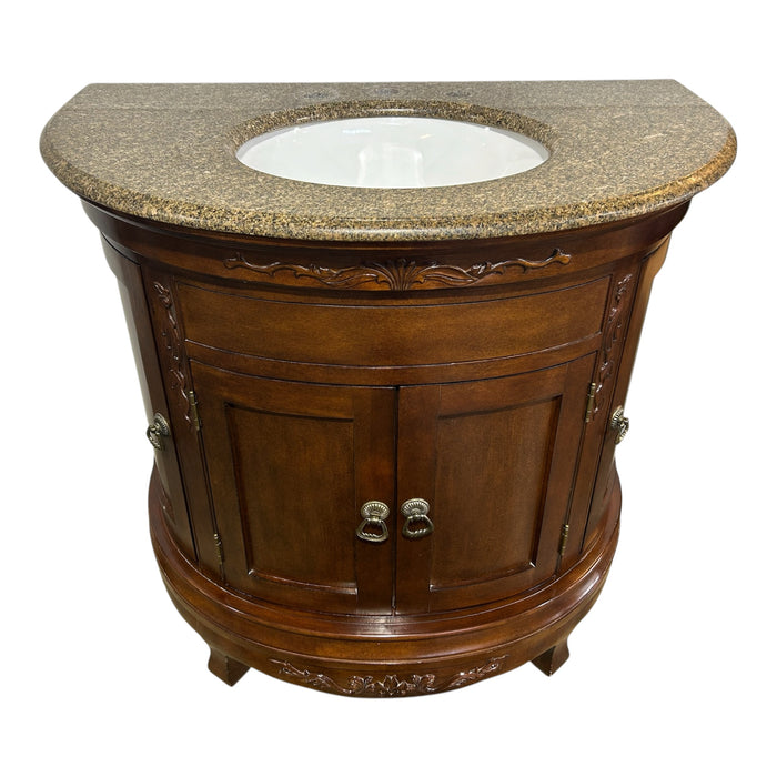 Demilune Vanity with Storage Cabinet