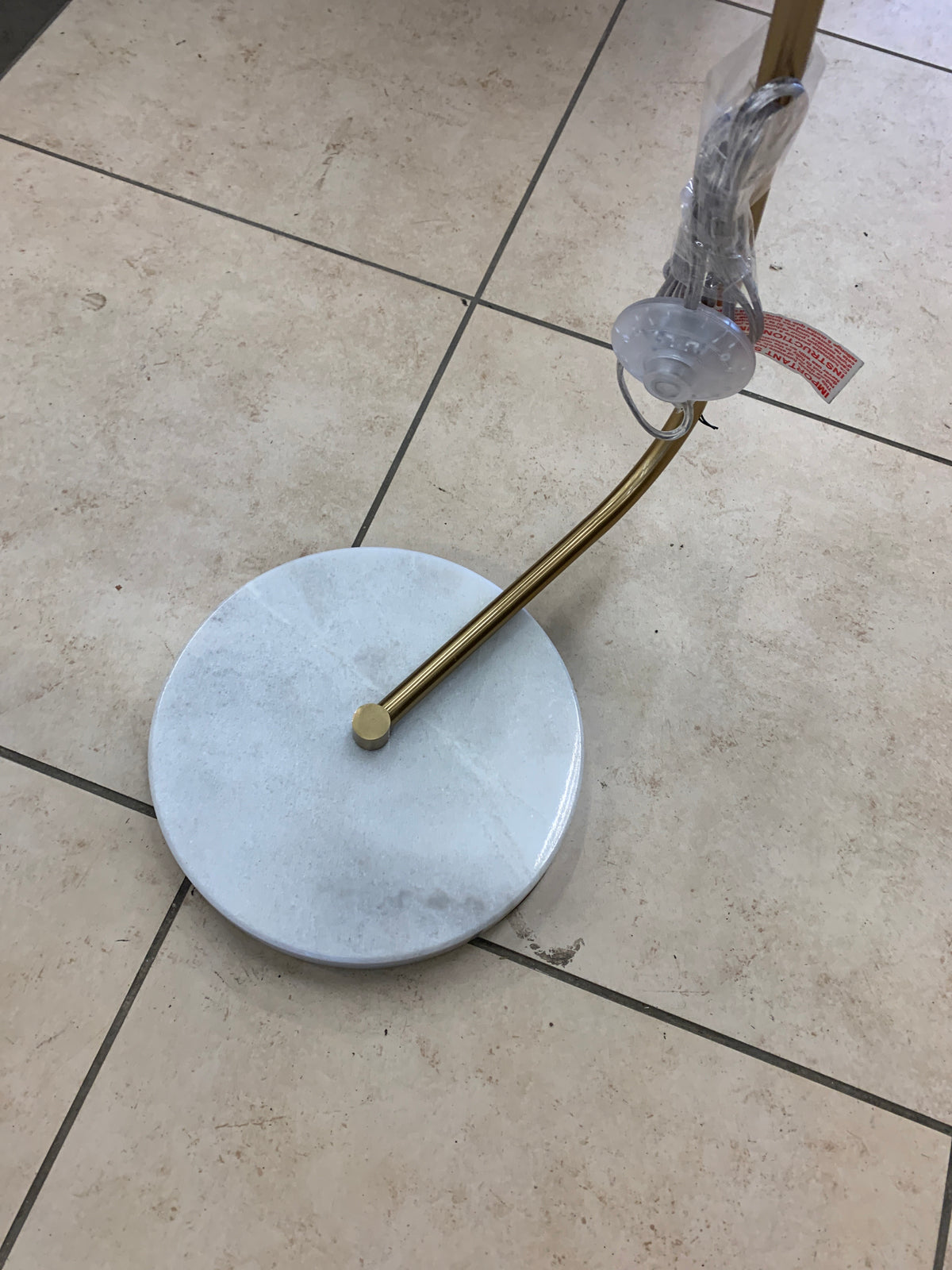 Gold Post Floor Lamp with Round Marble Base